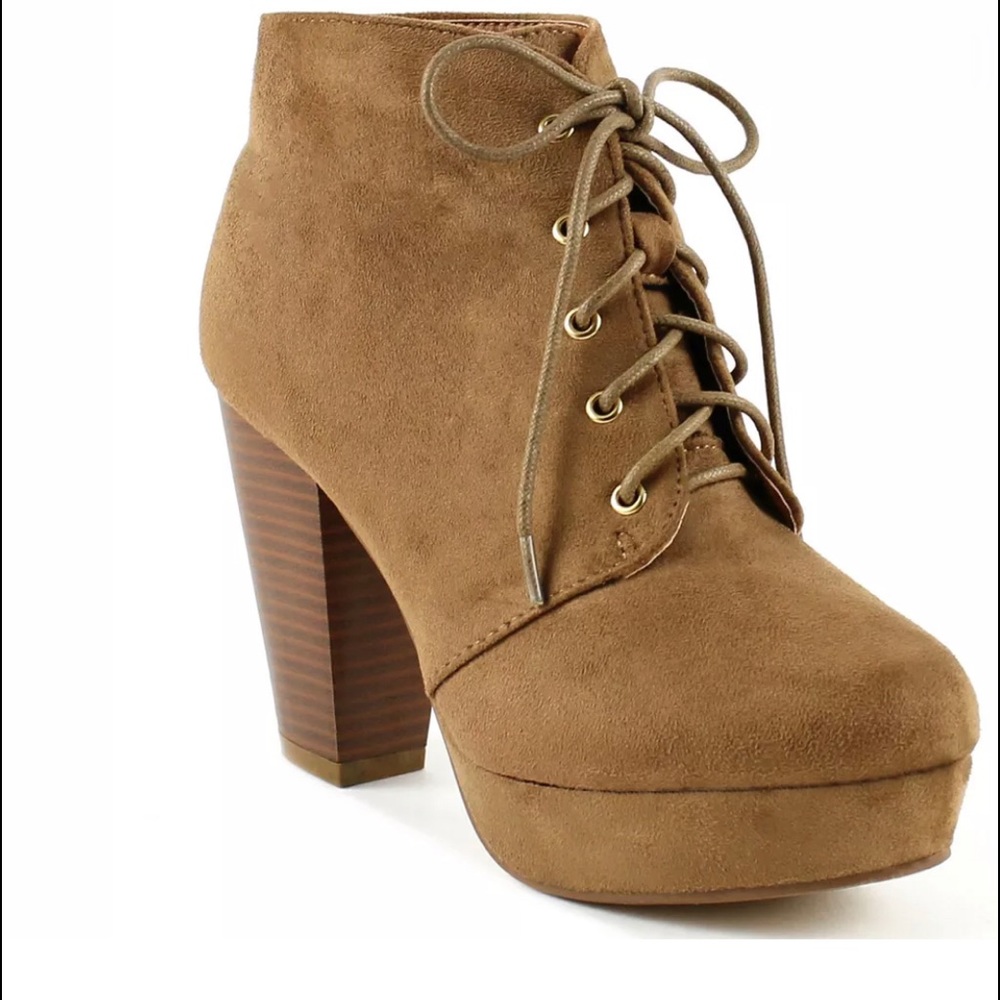 Heel Lace Up Ankle Booties Boots 71/2